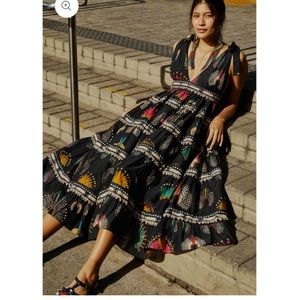 Farm Rio Wonderful Headress Black Midi Dress